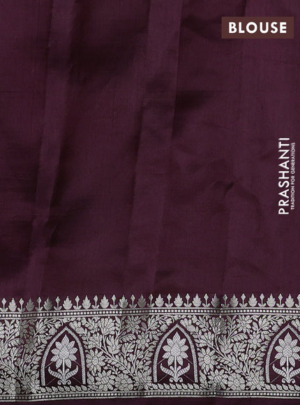 Poona silk saree coffee brown with allover thread & zari weaves and zari woven border