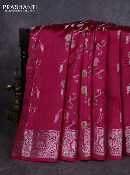 Poona silk saree pink with allover thread & zari weaves and zari woven border