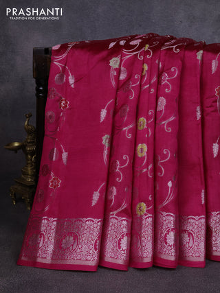 Poona silk saree pink with allover thread & zari weaves and zari woven border