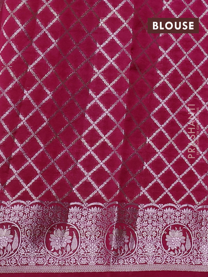 Poona silk saree pink with allover thread & zari weaves and zari woven border