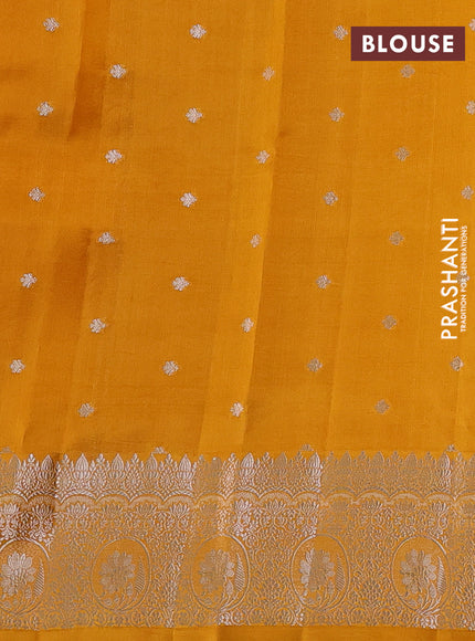 Poona silk saree mango yellow with allover thread & zari weaves and zari woven border