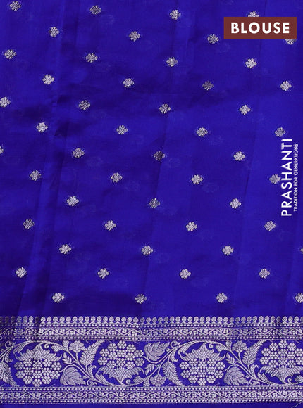 Poona silk saree royal blue with allover thread & zari weaves and zari woven border