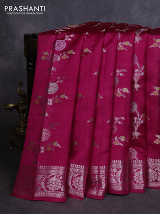 Poona silk saree pink with allover thread & zari weaves and zari woven border