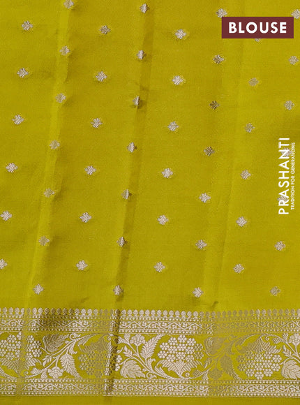 Poona silk saree lime green with allover thread & zari weaves and zari woven border