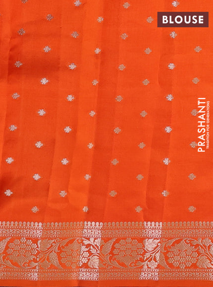 Poona silk saree orange with allover thread & zari weaves and zari woven border
