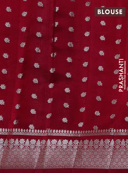 Poona silk saree red with allover thread & zari weaves and zari woven border