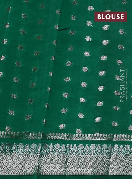 Poona silk saree green with allover thread & zari weaves and zari woven border