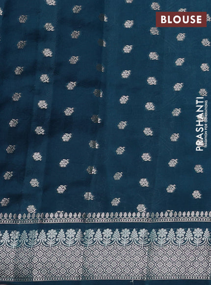 Poona silk saree peacock green with allover thread & zari weaves and zari woven border