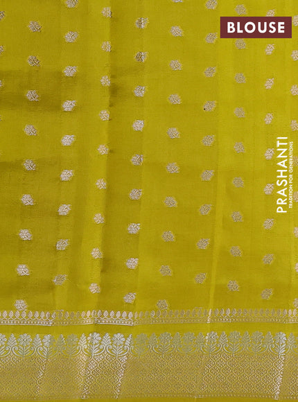 Poona silk saree lime green with allover thread & zari weaves and zari woven border