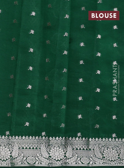 Poona silk saree green with allover thread & zari weaves and zari woven border