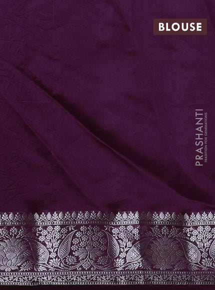 Poona silk saree deep purple with allover thread & zari weaves and zari woven border