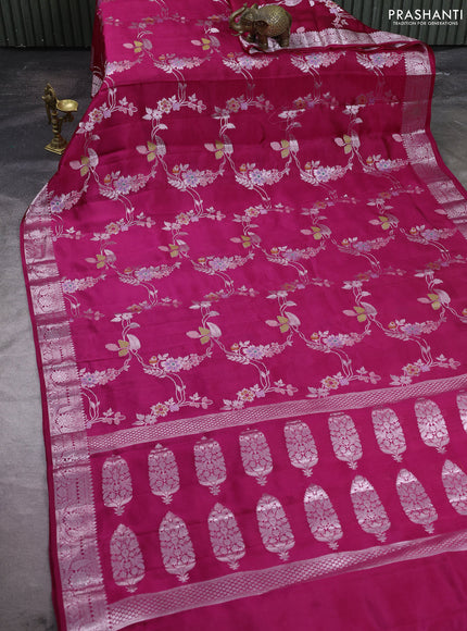 Poona silk saree pink with allover thread & zari weaves and zari woven border
