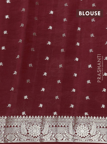 Poona silk saree deep maroon with allover thread & zari weaves and zari woven border