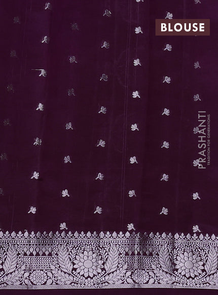 Poona silk saree deep purple with allover thread & zari weaves and zari woven border