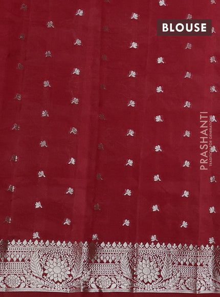Poona silk saree red with allover thread & zari weaves and zari woven border