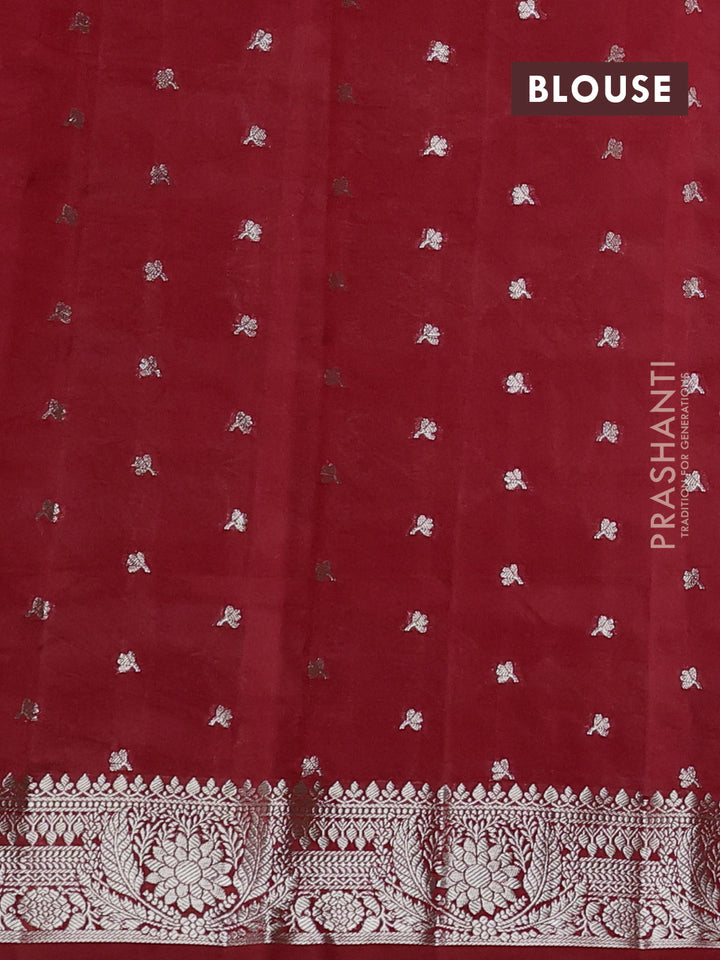 Poona silk saree red with allover thread & zari weaves and zari woven border