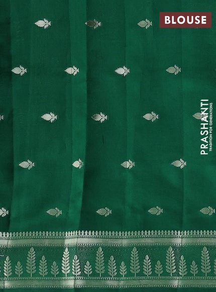 Poona silk saree green with allover thread & zari weaves and zari woven border