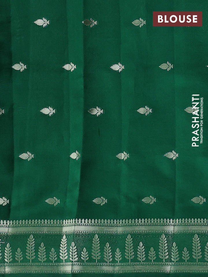 Poona silk saree green with allover thread & zari weaves and zari woven border