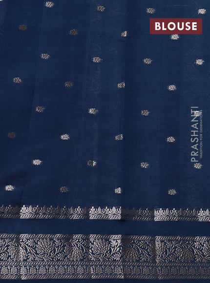 Poona silk saree peacock blue with allover thread & zari weaves and zari woven border