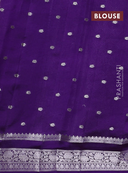 Poona silk saree violet with allover thread & zari weaves and zari woven border