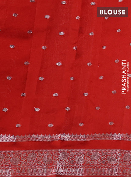 Poona silk saree orange with allover thread & zari weaves and zari woven border