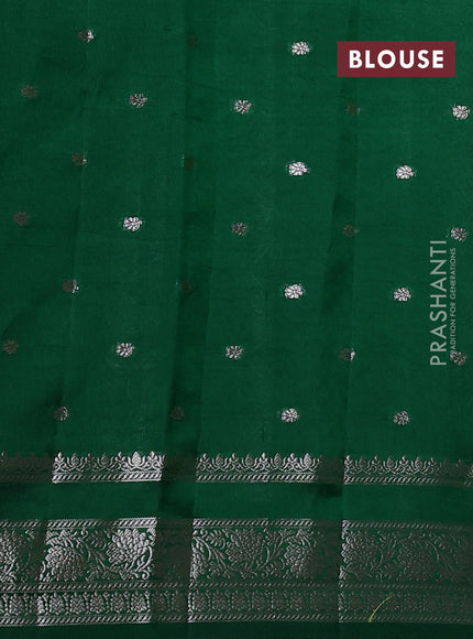 Poona silk saree green with allover thread & zari weaves and zari woven border