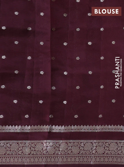 Poona silk saree coffee brown with allover thread & zari weaves and zari woven border