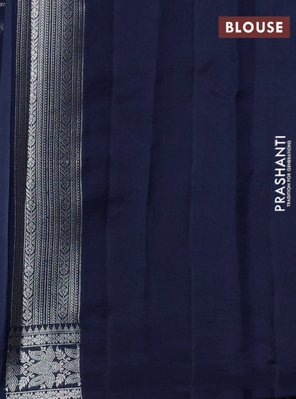 Poona silk saree peacock blue with allover zari weaves and zari woven border
