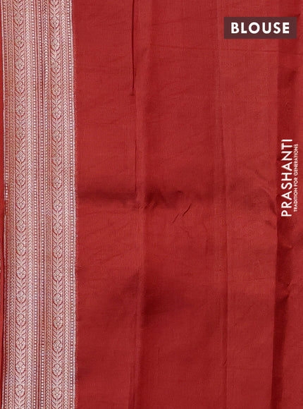 Poona silk saree rust shade with allover zari weaves and zari woven border