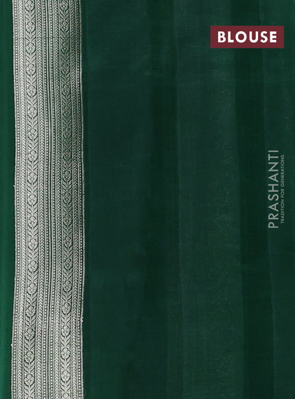 Poona silk saree bottle green with allover zari weaves and zari woven border