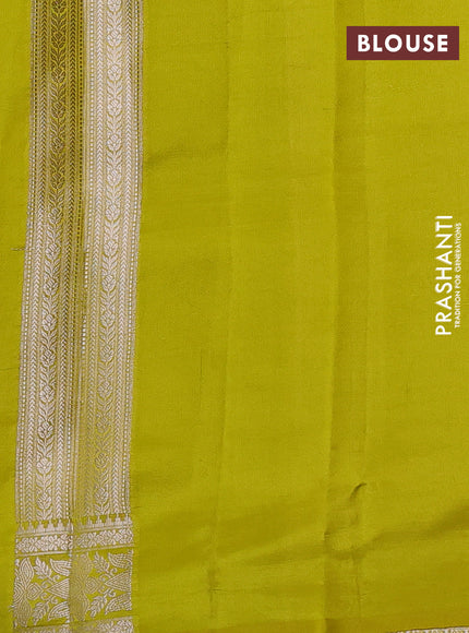 Poona silk saree lime green with allover zari weaves and zari woven border