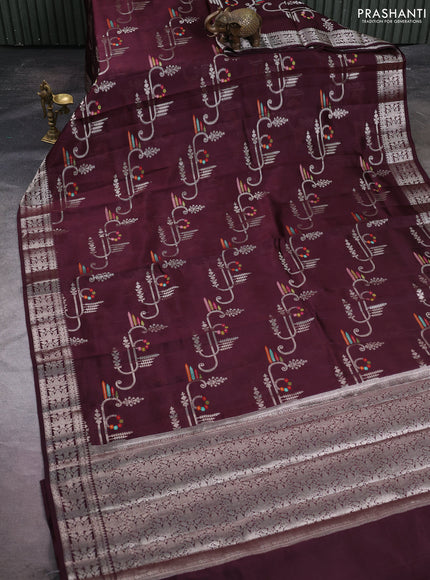 Poona silk saree coffee brown with allover zari weaves and zari woven border