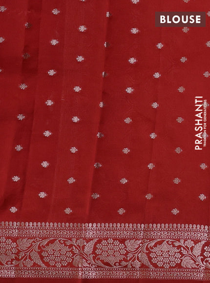 Poona silk saree rust shade with allover zari weaves and zari woven border