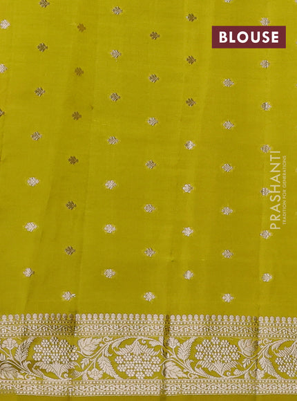 Poona silk saree lime green with allover zari weaves and zari woven border