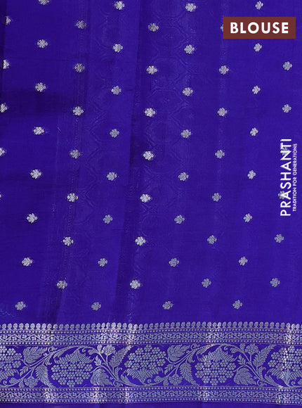 Poona silk saree royal blue with allover zari weaves and zari woven border