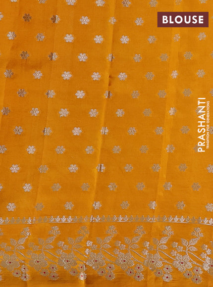Poona silk saree mango yellow with allover zari weaves and zari woven border