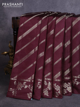 Poona silk saree coffee brown with allover zari weaves and zari woven border