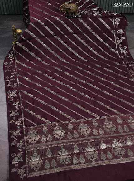 Poona silk saree coffee brown with allover zari weaves and zari woven border