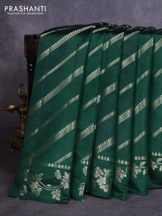 Poona silk saree green with allover zari weaves and zari woven border