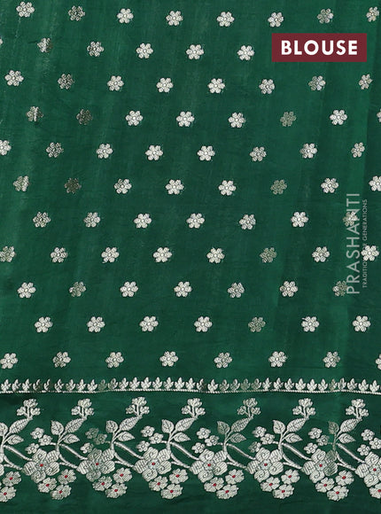 Poona silk saree green with allover zari weaves and zari woven border