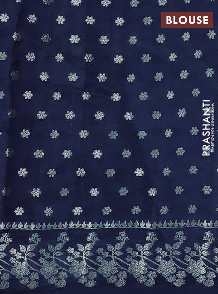 Poona silk saree peacock blue with allover zari weaves and zari woven border