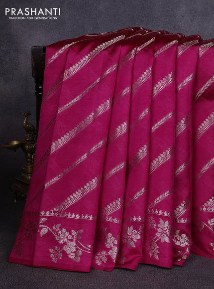Poona silk saree pink with allover zari weaves and zari woven border