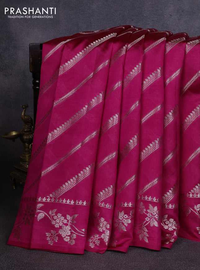 Poona silk saree pink with allover zari weaves and zari woven border