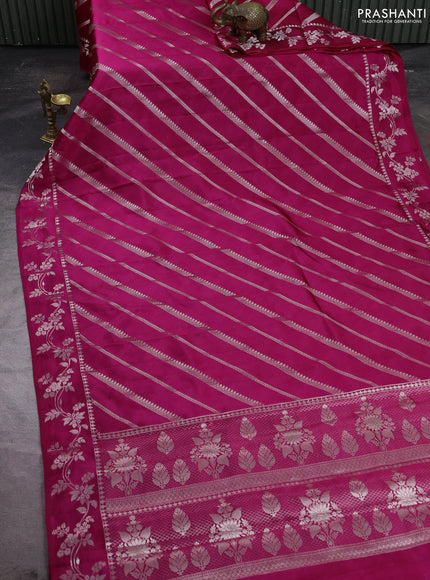 Poona silk saree pink with allover zari weaves and zari woven border