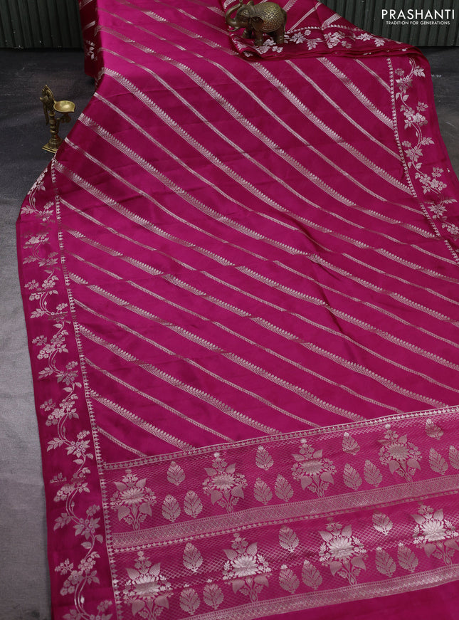 Poona silk saree pink with allover zari weaves and zari woven border