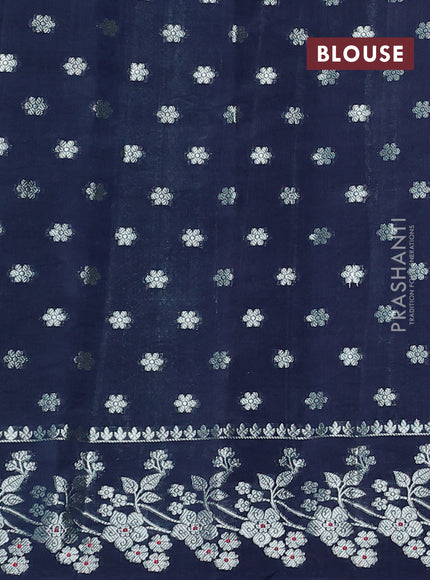 Poona silk saree peacock blue with allover zari weaves and zari woven border