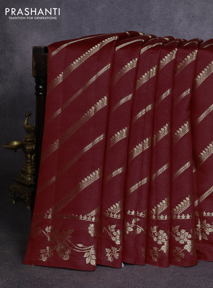 Poona silk saree deep maroon with allover zari weaves and zari woven border