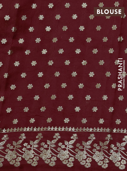 Poona silk saree deep maroon with allover zari weaves and zari woven border