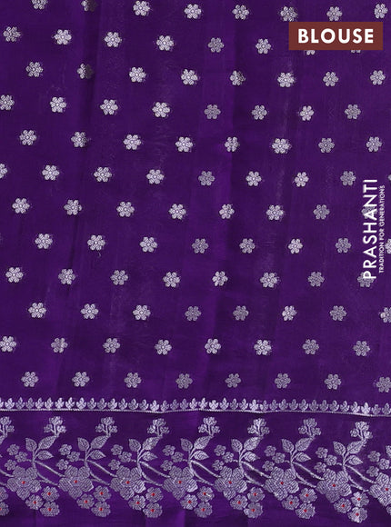 Poona silk saree violet with allover zari weaves and zari woven border