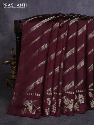 Poona silk saree coffee brown with allover zari weaves and zari woven border